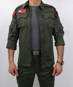Alternative view of F16 Haki Renk Fermuarlı Gömlek Çok Cepli