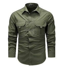 Alternative view of Yazlık Likralı Tactical Haki Renk Gömlek