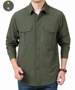 Yazlık Likralı Tactical Haki Renk Gömlek